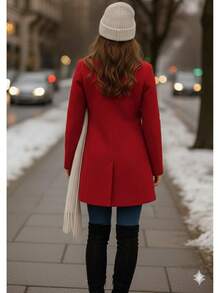 Abrigo Clásico de Paño con Silueta Estilizada Este Abrigo de Paño con Cuello Solapa es una pieza esencial que redefine la elegancia atemporal. para dama. - Rojo - Ver 2