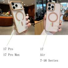 奢華防震馬卡龍色保護殼，支援無線磁吸充電，相容 iPhone 17 Pro、17 Pro Max、Air 及 7-16 系列、A56、A36、A16、A17、A37、A57、A06、A07、S26 Ultra、S25 Ultra - 沙漠金色 - 查看 9