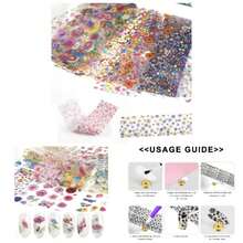 300Pcs Flowers Nail Foil, Holographic Nail Art Foil Flower Transfer Foils Paper 3D Floral Nails Stickers Fingernail Wraps Decals Manicure Design Kit Nails Decoration - No1 - 查看 1