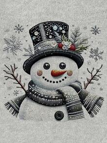 Round Neck Christmas Print Relaxed Casual Knit Pullover Top,Autumn Women,Women's Winter Sweater,Christmas Clothes - Grey - View 7