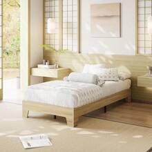 Twin Bed Frame, Platform Wood Bed Frame,And Metal Slat Support, 10.24-Inch Underbed Storage, Solid Wood Durability, Silent Stability, Easy Assembly  Twin Nature Platform Bed Frame,Solid Wood Bed With Strong Wooden Slats,No Box Spring Needed,Minimalist Bedroom Furniture,Contemporary Wooden Bed Frame,Easy Assembly - 自然的 - 查看 4