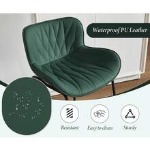 Chairus 2PCS Bar Stools PU Leather Metal Legs Orange (Bar/Kitchen) - Green - View 4