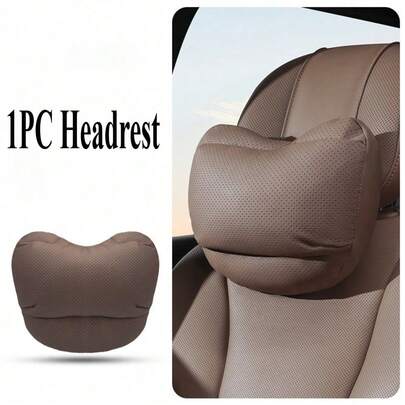 1PC New Luxury Nappa Car Headrest, Ultra Soft Ergonomically Designe Neck Support, Hole-Punching Nappa Design Breathable All-Season, Zero Pressure Design, Soft And Fluffy, Essential Neck Support, Easy Installation For Most Vehicles