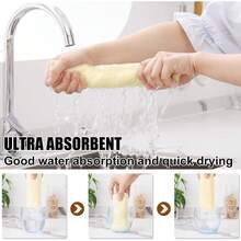 12 Pack Kitchen Dish Cloths (10 X 10 Inches, Cream Yellow), Super Soft And Absorbent Coral Velvet Dish Towels, Nonstick Oil Fast Drying Microfiber Cleaning Cloth, No Lint Household Dishcloths, 2025 - 奶油黃 - 查看 3