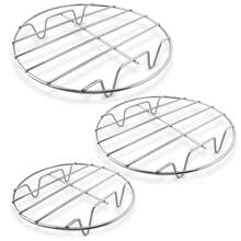 1/3pcs Round Cooling Rack Set, Steamer Rack, Stainless Steel Baking Cooling Cooking Rack, CHEF Round Cooking Rack, Kitchen Small Tools, Multi-Functional Kitchen Cooking Tools, Suitable For Air Fryer/Pot/Pressure Cooker/Round Cake Pan, Mirror Polished, Reusable, Great For Home Kitchen, Birthday Party, Camping, Picnic, BBQ, Christmas, Halloween, Thanksgiving, New Year, Kitchen Accessories (3 Sizes) - - - View 7