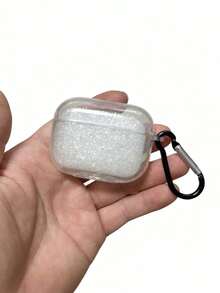 1pc Glossy Transparent Earphone Protective Case With Carabiner Hook, Compatible With Apple 1/2, Pro, 3, Pro2 And Bluetooth Headphones - Transparent Shiny Earphone Case + Mounting Buckle - View 11