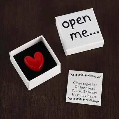 1pc Charming "Open Me" Surprise Gift Box, Featuring Resin Heart Shapes And "ILove You" Information Cards - Perfect For Birthdays, Weddings, Anniversaries, Valentine's Day And Special Occasions, Valentine's Day And Couple Gifts