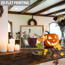 2D Flat, 1 Piece, Classic Skull And Wine Glass In Bathtub Wooden Frame Sign, Rest Theme Wall Art, Suitable For Halloween Bathroom Bedroom Entrance Home Decoration Sign, 8x8 Inches, 2D Flat - 8x8 Inches - View 6