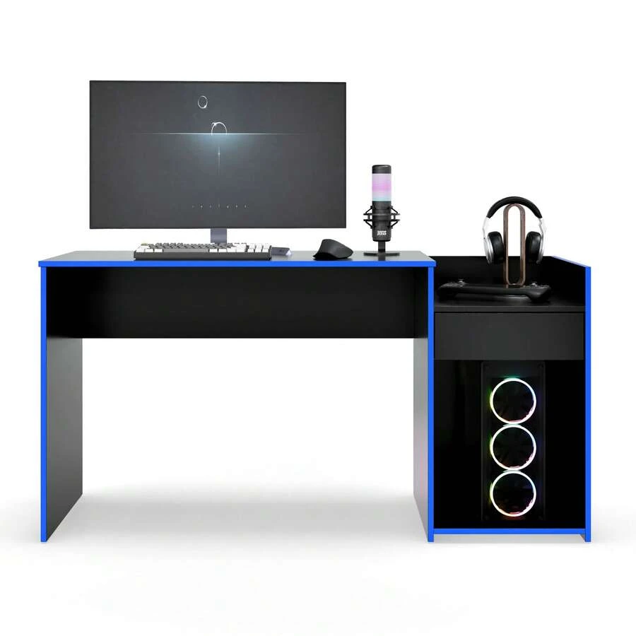 Eros Gaming Desk With Drawer – Computer Table - 藍色 - 查看 1