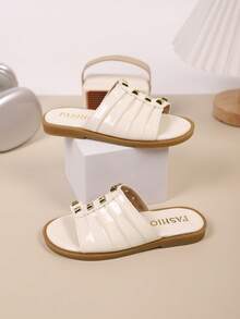 Children Fashion Outdoor Sandals Summer Square Toe Flat Shoes Strap Sandals New Style Girls Shoes Stylish Beach Slippers - Beige - View 6
