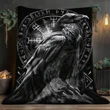 1pc Gothic Viking Crow & Rune Viking Rune Blanket - Dark Norse Mythology Bedspread, 280gsm Soft Flannel-Like Fabric, Her Personalized Ideal Gifts For Her, Him, Family, Boyfriend, Girlfriend, Father, Family, Mother, Lover, Daughter, Son, Grandfather, Grandmother, Friend, Classmate, Pet. Perfect Nap, Camping, Travel, Home, Daily Life, Office Decoration, Birthday, Anniversary, Valentine's Day, Thanksgiving, Christmas, Halloween, Mother's Day, Father's Day, Wedding, New Year Gifts ,Sofa,Bed,Car,Bedroom,Living Room,Office,  Outdoor Camping, Beach,Wall Decoration - Nhiều màu - Xem 4