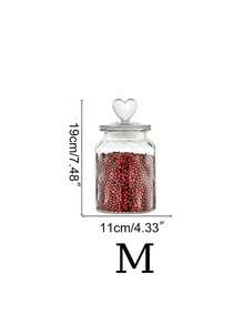 1pc Heart Shaped Glass Storage Jar With Airtight Lid, Transparent Candy/Food/Spice/Salt/Sugar/Coffee/Tea Container, 500ml/800ml/1200ml - Transparent Water Droplets - View 10