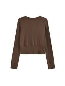 Stylish French Chic 2 In 1 Top, Women's New Autumn Undershirt Design, Niche - Brown - View 4