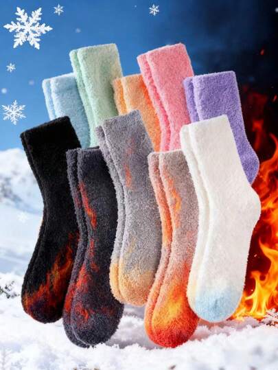 1/5/10 par wielokolorowych zimowych skarpet sportowych, grube i wygodne, ciepłe skarpety damskie, odpowiednie do zimowych butów, codziennego noszenia, na święta i imprezy, świetny prezent dla kobiet