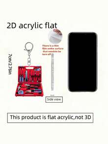 2D Porte-clés pendentif boîte à outils en acrylique, porte-clés décontracté, porte-clés boîte à outils de réparation, accessoire de sac à dos amusant, étiquette de bagage, étiquette pour animaux de compagnie, accessoire de sac à bonbons, porte-monnaie porte-clés style fête décontracté - Multicolore - Voir 11