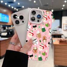 Funda festiva para móvil, diseñada con alegres personajes navideños y bastones de caramelo, compatible con los modelos  17,  16,  16 ProMax,  15,  15 ProMax,  14,  13,  12 y  11 Pro. Fabricada en TPU, ofrece protección a prueba de golpes. Ideal para reuniones familiares, fiestas, celebraciones infantiles, Navidad, cumpleaños y como regalo para amigos y seres queridos. - Plateado - Ver 1