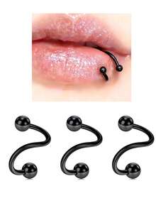Punk Spike Spiral Lip Rings Stainless Steel 16G S Shape Lip Piercing Rivet Labret Piercing Jewelry Cartilage Earrings Helix Piercing Lower Labret Studs Eyebrow Piercing Jewelry 8mm - Multicolor - View 13