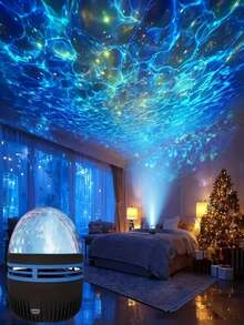 1 pieza Luz de proyección de ondas de agua controlada por control remoto, Luz de proyección de reflejo de agua, Bola mágica LED Luz de noche, Alimentada por USB, Luz de agua que brilla en la oscuridad para interior, Decoración de techo para sala de cine en casa, Adecuada para decoración de dormitorio, decoración del hogar, decoración de pared para fiestas, decoraciones de fiesta y regalos de cumpleaños