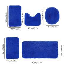 5Pcs Multi Purpose Bathroom Rugs Set, Modern Style  Bath Mats Set - Comfortable Soft Toilet Carpet, Non-Slip, Fast Absorbent, Machine Washable, Perfect For Bedroom Decor, Tub, Toilet Floor, Shower Room - Màu xanh lam - Xem 4