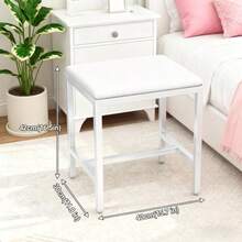 Modern Dressing Table Stool Makeup Vanity Stool Chair Soft Padded Wooden - White - View 4