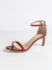 Giày sandal cao gót mũi vuông màu đỏ dành cho nữ, thời trang, gợi cảm, thanh lịch, phù hợp với trang phục mùa xuân hè. - Đỏ - Xem 7