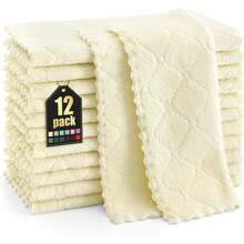 12 Pack Kitchen Dish Cloths (10 X 10 Inches, Cream Yellow), Super Soft And Absorbent Coral Velvet Dish Towels, Nonstick Oil Fast Drying Microfiber Cleaning Cloth, No Lint Household Dishcloths, 2025 - 奶油黃 - 查看 1