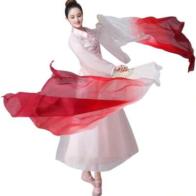 1 par (izquierdo+derecho) de abanicos de velo de seda artificial para danza del vientre, 2 piezas de 1.2m/1.5m/1.8m de seda artificial y bambú, abanicos largos hechos a mano para actuaciones de danza del vientre