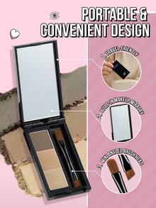 MISSLYN 1 pièce Palette de poudre à sourcils mate 3 couleurs, remplissage longue durée, définition et façonnage, miroir intégré & brosse à sourcils, compact pratique pour le sac à main pour mariage, fête, maquillage quotidien décontracté, cadeau de voyage de remise des diplômes, application facile - #3 Amande fraîche - Voir 4