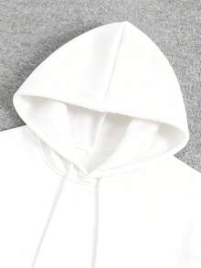 Sudadera con capucha de moda para mujeres, sudadera con capucha de bolsillo canguro simple, elegante y casual, sudadera con capucha de estampado creativo, ropa de moda de otoño e invierno para mujeres - Blanco - Ver 3