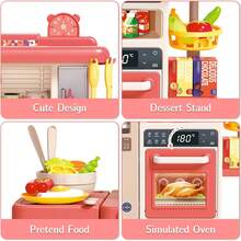 Kitchen Playset Role Play Toy With Realistic Lights And Lots Of Kitchen Accessories - Rosa - Ver 6