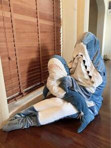 Shark Blanket Hoodie For Adult Kids, Cozy Flannel Throw Wearable Blanket, Cartoon Animals Shark Shark Costume,New Pattern Cartoon Animals Cute Funny Sleeping Bag Gift Home And O (Pink,Blue) - Multicolor - View 7