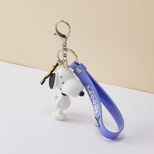 Miniso Snoopy Summer Journey Series 3D Ornament,PVC Material Keychain, Summer Element Carving, Suitable For Backpack & Key Decoration ,Best Gift(1 PC) - White - View 3