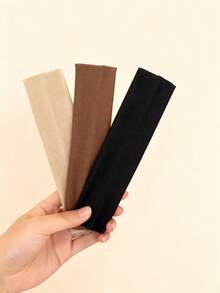 1/3pcs Soft Elastic Headbands - Yoga Headbands, Suitable For Skincare, Makeup, Non-Slip Wide Stretch Headwear For Women, Gym, Face Washing, Solid Color Knitted Hair Accessories - Multicolor - View 4