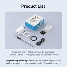 TELESIN TELESIN Fun Shot Magnetic Phone Camera DSLR Style Shutter Grip For IPhone & Android With Detachable Wireless Shutter Button 1/4" Screw Comfort Ergonomic Camera Grip Handle Holder