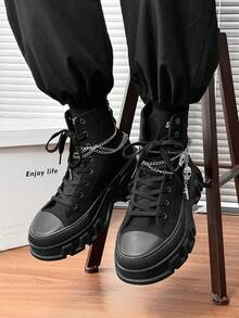 SLnU3 SLNU★ 3 đôi bốt đi xe máy đế dày thời trang nam, phụ kiện trang trí dây chuyền hình đầu lâu Gothic phong cách đường phố Punk, thiết kế đơn giản, lỗ xỏ dây kim loại đa năng, thích hợp cho mọi hoạt động ngoài trời trong mọi mùa - Tất cả màu đen - Xem 3