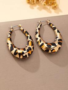 Women's Jewelry Set, Fashion Sexy Geometric Leopard Print Necklace & Earrings Set, Suitable For Daily Wear - Leopard - View 6