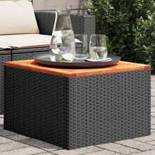 vidaXL Gartentisch Schwarz 55 X 55 X 37 Cm Poly-Rattan Und Akazienholz - nero - Visualizzare 1