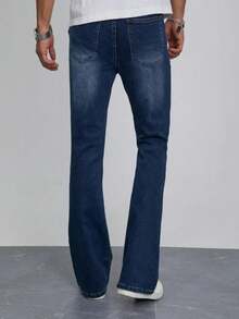 Men's Fashionable Slim Fit Stretch Flared Jeans - Royal Blue - View 5