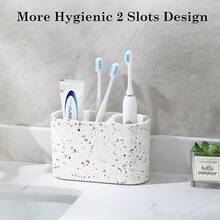 Toothbrush Holder, 2 Slots Toothbrush And Toothpaste Holdersfor Bathrooms, Resin Toothbrush Holder Electric Toothbrush Stand For Vanity Countertop, Bathroom Accessories, Terrazzo{Inchsize_nameinch:Inch2Slotsinch,Inchcolor_nameinch:InchTerrazzoinch} - 水磨石 - 查看 4