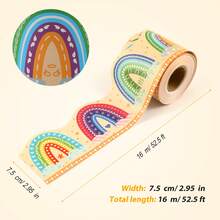1pc 52.5ft Rainbow Bulletin Board Borders, Rainbow Border Trim Paper Rainbow Bulletin Board Cutouts For Classroom School Home Decoration