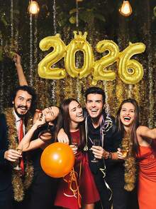 1个金色银色皇冠2026数字铝箔气球 - 优雅的金色银色饰面，适用于圣诞节和新年装饰、节日派对用品、毕业典礼、新年等场合。 - 彩色 - 查看 5