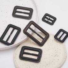 10pcs/Set Japanese Style Buckle, High-End Coat/Jacket Rectangular Waist Belt Buckle, Faux Leather 3-Prong Adjustable Buckle, Black & Coffee, All Season