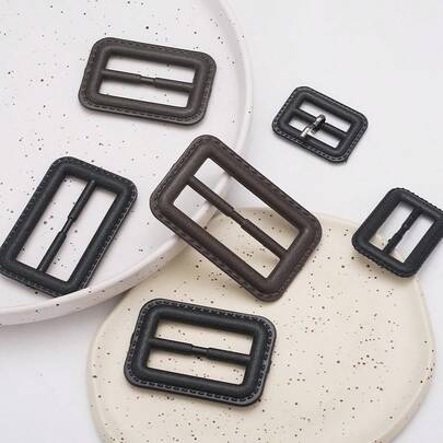 10pcs/Set Japanese Style Buckle, High-End Coat/Jacket Rectangular Waist Belt Buckle, Faux Leather 3-Prong Adjustable Buckle, Black & Coffee, All Season