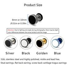 2 Miếng 316L Thép không gỉ Retro Bằng phẳng Trở lại Bông tai stud Cho nam giới NỮ , Không giới tính Đinh ốc Trở lại Hạt tai Đồ trang sức xuyên thấu Thích hợp Đối với Hằng ngày Yến tiệc Và Mặc - 2 cái - Xem 3