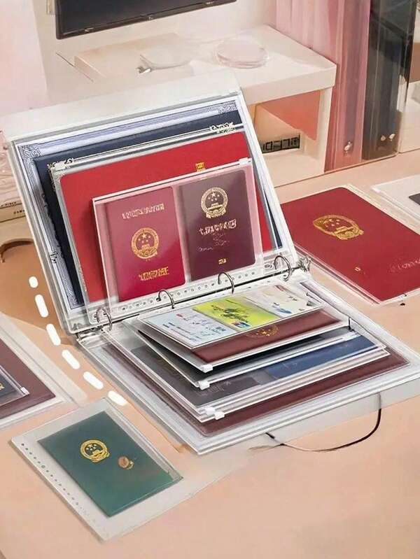 Conjunto de 1 Pasta com Zíper Resistente e Impermeável, Material Plástico, Fecho , Organizador de Documentos Essenciais, Compartimento Interno para 7 Documentos de Identificação, Ideal para Guardar Certidões de Nascimento, Arquivar Certificados e Contas.