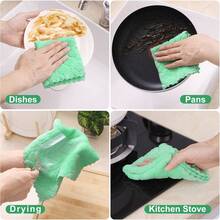 12 Pack Kitchen Dish Cloths (10 X 10 Inches, Cream Yellow), Super Soft And Absorbent Coral Velvet Dish Towels, Nonstick Oil Fast Drying Microfiber Cleaning Cloth, No Lint Household Dishcloths, 2025 - 綠色 - 查看 3