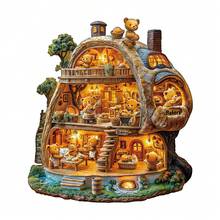 1pc Little Bear Bakery Wooden Jigsaw Puzzle, Asymmetrical Animal Shape Wooden Puzzle Toy, Unique Party Game Gift, Decorative Art Puzzle, Tabletop Magic Puzzle, Creative Children's Educational Puzzle, Holiday Gift, Adult Wooden Puzzle, Christmas Gift, Back To School Gift, Birthday Gift (2D Puzzle) - Multicolor - View 6