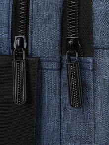 大容量时尚男士单肩斜挎包，多功能可调节肩带，拉链封口，多隔层实用收纳男士包，节日必备 - 藍色 - 查看 8