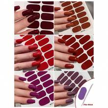 6 Sheets Autumn Winter Nail Stripe Stickers Brown Color Full Cover Dark Red Fall Nails Art Decals Polish Sticker Self-Adhesive Slider Manicure Decoration With File Sticks