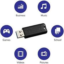 Verbatim - Unidad Flash retráctil de 32 GB Pinstripe USB 3.2 Gen 1, 10 Unidades, Color Negro(128 GB paquete de 1) - Tipo 1 - Ver 9